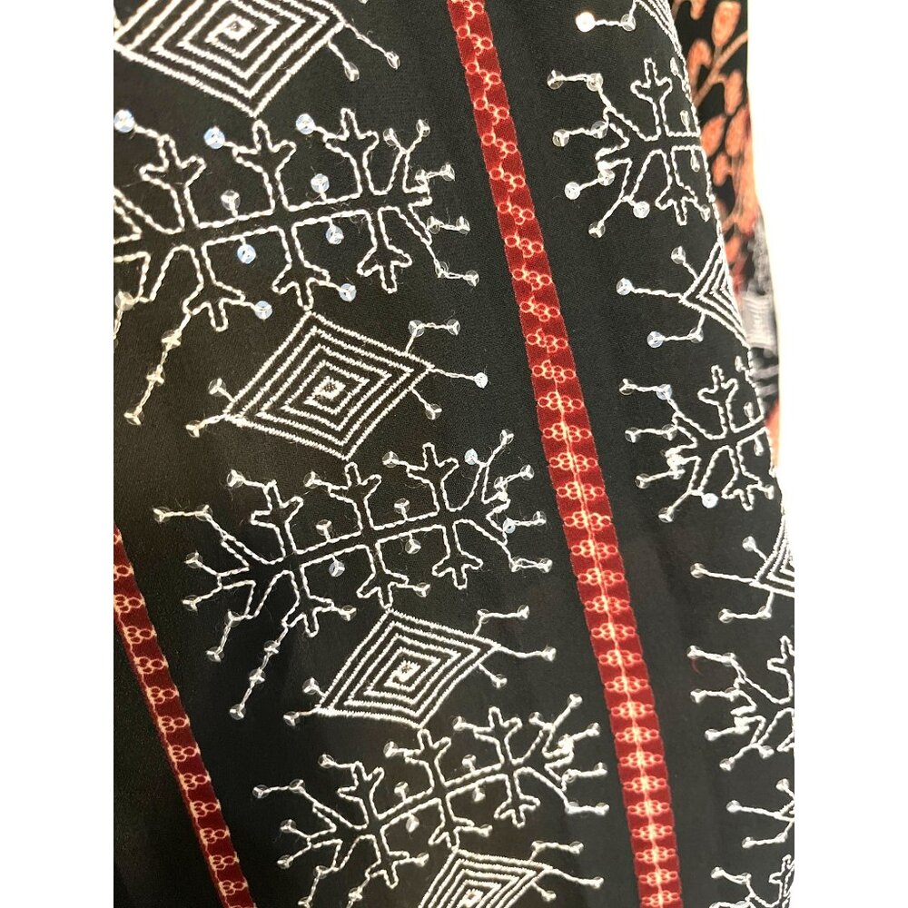 Citron Silk Kimono Jacket With Embroidered Design In Black & Red For Women O/S - Picture 5 of 7
